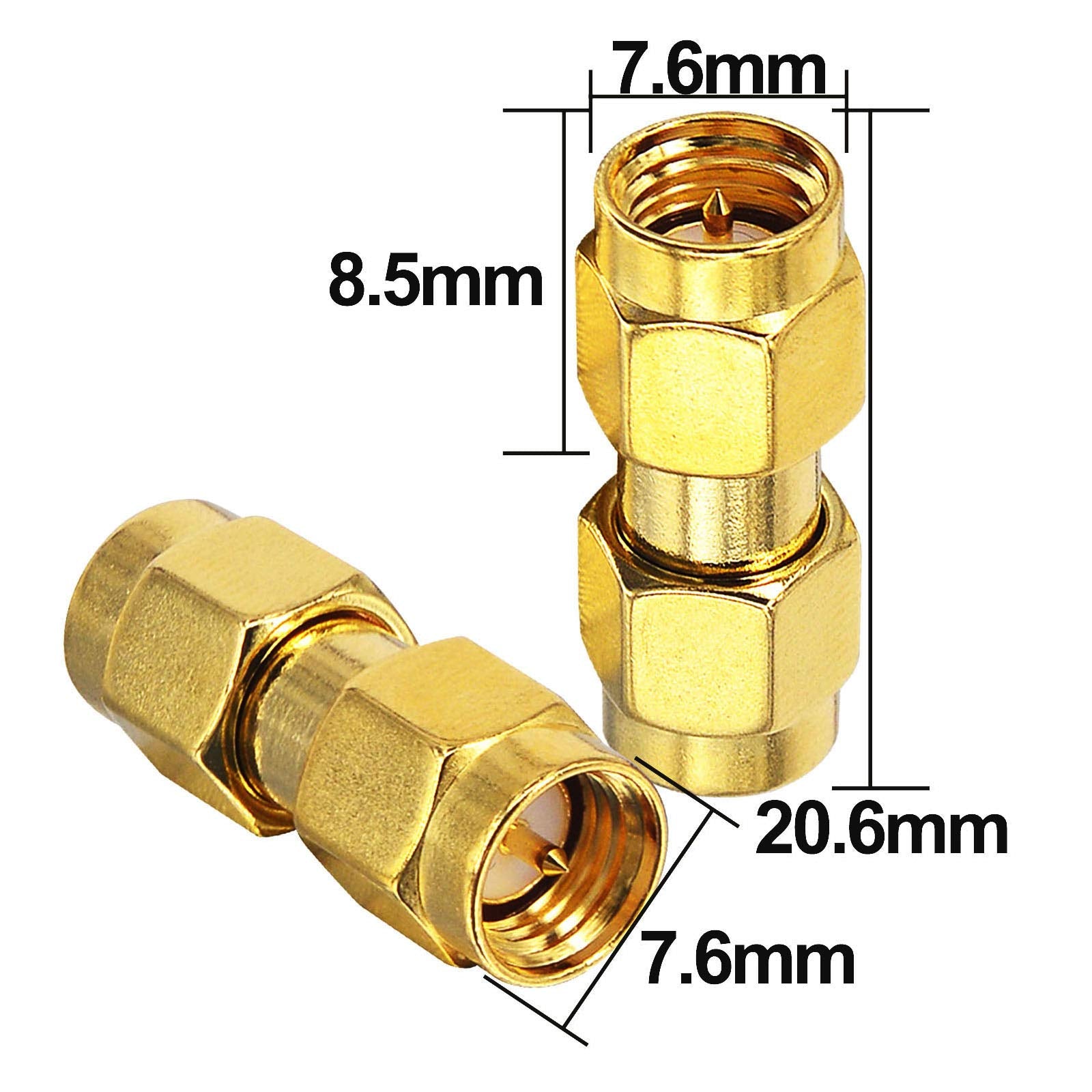 Boobrie SMA Male to Male Adapter SMA Male RF Coax Connector SMA Male Coupler SMA Male to SMA Male Coaxial Adapter SMA Coax Connector for WiFi Antenna Router Radio FPV Drones Radio Video Mobile 5-Pack