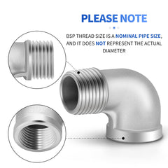 ERGAOBOY 2 Pcs 3/8 inches Male to 3/8 inches Female BSP Pipe Fittings 304 Stainless Steel 90 Degree Elbow Connectors