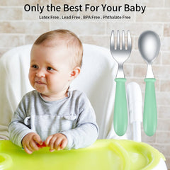 3 Set/6 Pcs Toddler Cutlery Fork and Spoon Set, Toddler Children's Cutlery Utensils Spoons Forks Tableware Set, Stainless Steel Self Feeding Spoon and Fork - 3 x Forks, 3 x Spoons