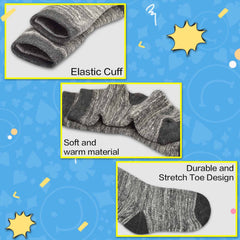 GENTABY Boys Thick Socks Kids Winter Thermal Socks Striped Walking Warm Boot Cosy Hiking socks for 3-5 Years Boys Girls Toddlers Gift Socks 6 Pairs