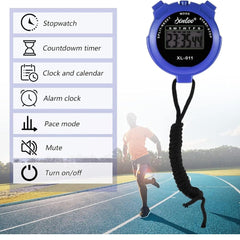 Stopwatches, Digital Sports Stop watch, referee kit, Handheld stopwatch Split Lap Timer, Neck Stopwatch, Shockproof Waterproof Stopwatch with LCD Display for Coaches Swimming Running Training (Blue)