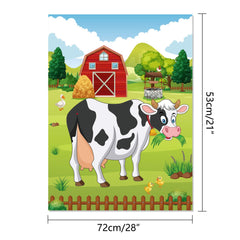 FEPITO Pin the Tail on the Cow Birthday Game with 24 Pcs Tails for Decorations, Kids Birthday Party Decorations