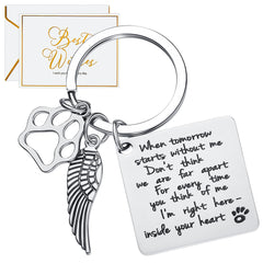 Batiyeer Dog Memorial Gifts Dog Remembrance Keychain Loss of Pet Paw Prints Memorial Dog Keyring with Paper Card Envelope Keychain Jewelry Sympathy Gift for Loss Dog Pet Cat Keepsake Decor