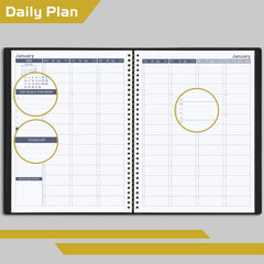 Appointment Diary 2024-2025 - A4 Diary 2024-2025 from July 2024 to June 2025, A4 Week to View Hourly Planner, Softcover Appointment Book 2024-2025, 15 Minutes Intervals, 21.8 x 29 cm, Black