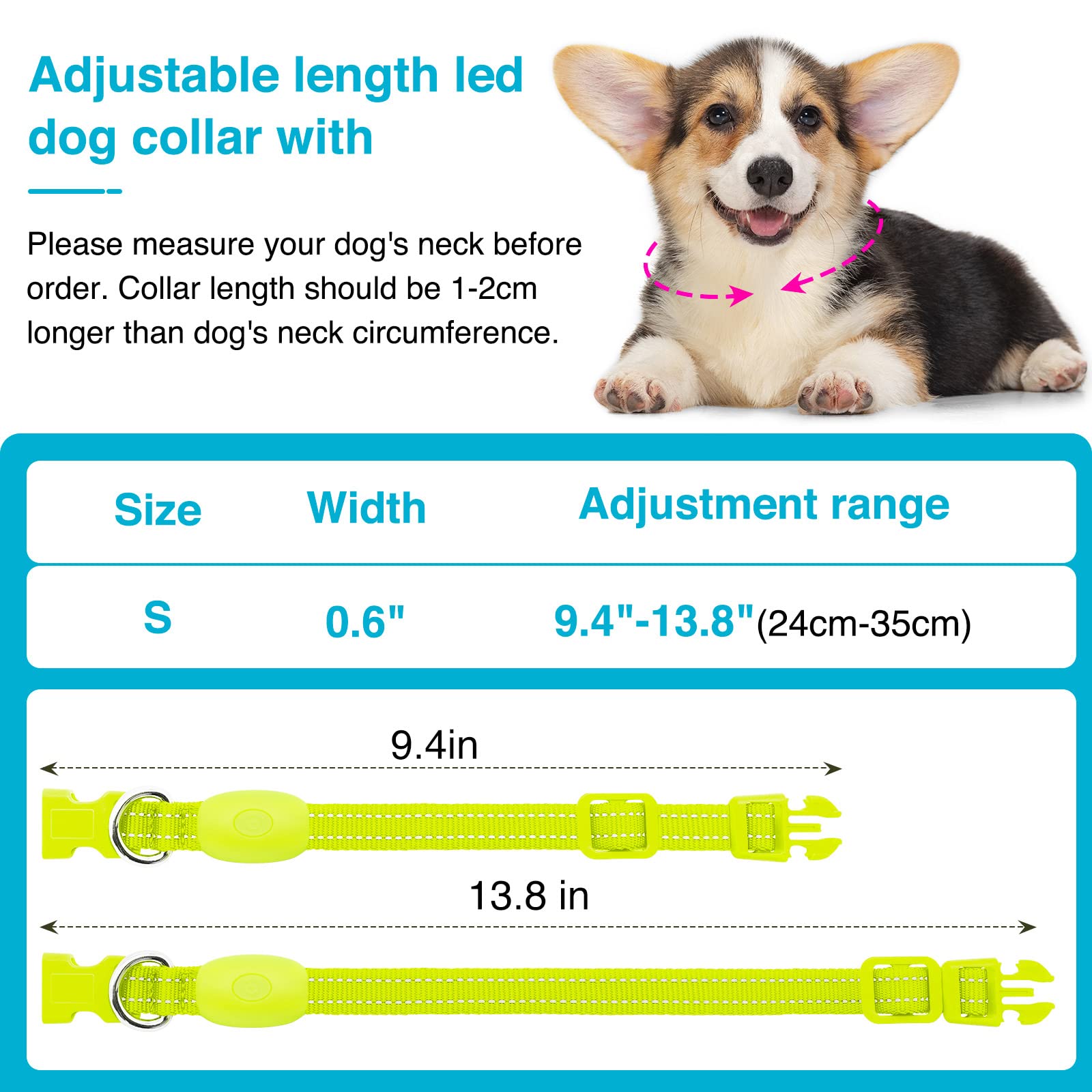 KOSKILL Light Up Dog Collar, Led Dog Collar Usb Rechargeable Waterproof, Flashing Dog Collars For Dark, Illuminated Dog Collars, Glowing In The Dark Dog Collar Lights For Dogs Night Walking(Green, S)