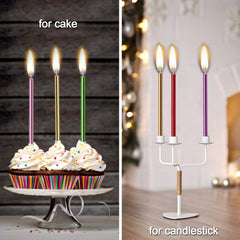 12PCS Birthday Candles with Real Flames Party Supplies for Cakes Sparkler Candles for Birthday Dinner Party (Color)