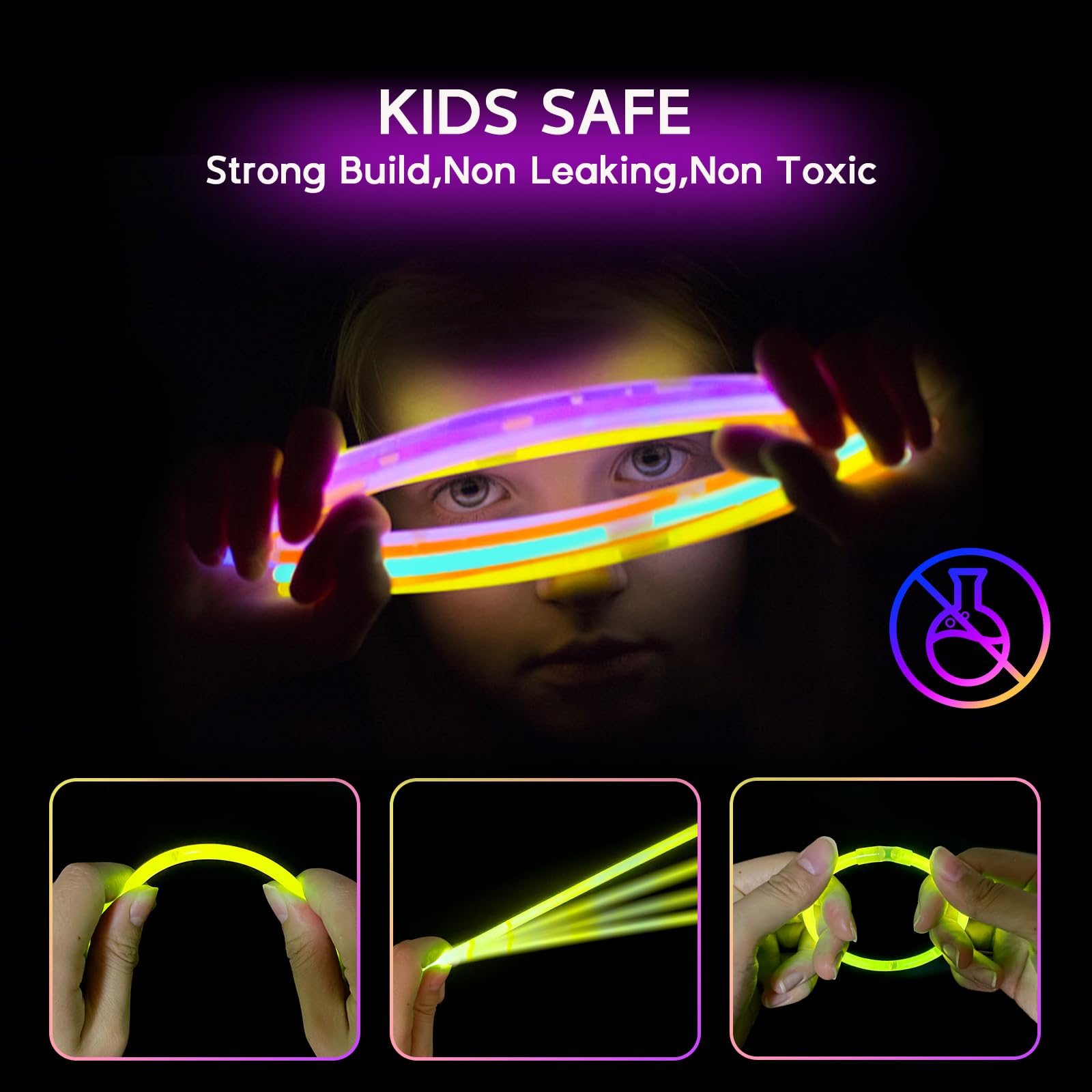 164pcs Glow Sticks, Glow Sticks Party Packs, Neon Glow Sticks Party Set, Glow in Dark Party Supplies Connectors for Glow Bracelets Flower, Glow Sticks Bulk Favors for Kids & Adult Party Decoration