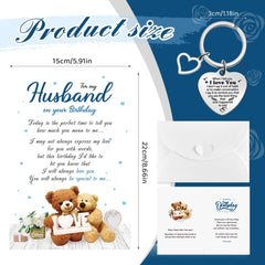 Yaomiao Husband Birthday Card Bear Gifts Husband Keyring from Wife When I Tell You I Love You Keychain Soulmate Greeting Card for Him White Envelope for Birthday