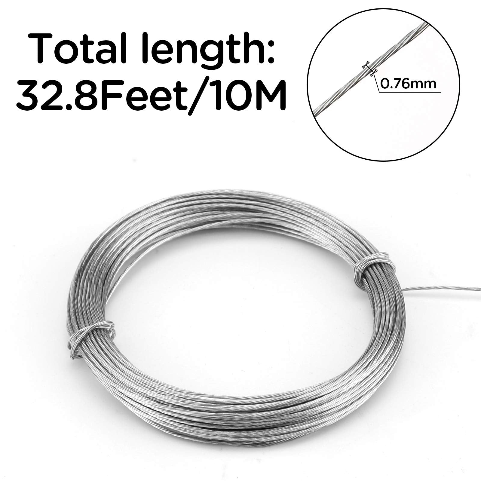 SAVITA 32.5 Feet (10m) Picture Hanging Wire Metal Wire Photo Frame Hanging Wire for Mirrors Clock Art Work