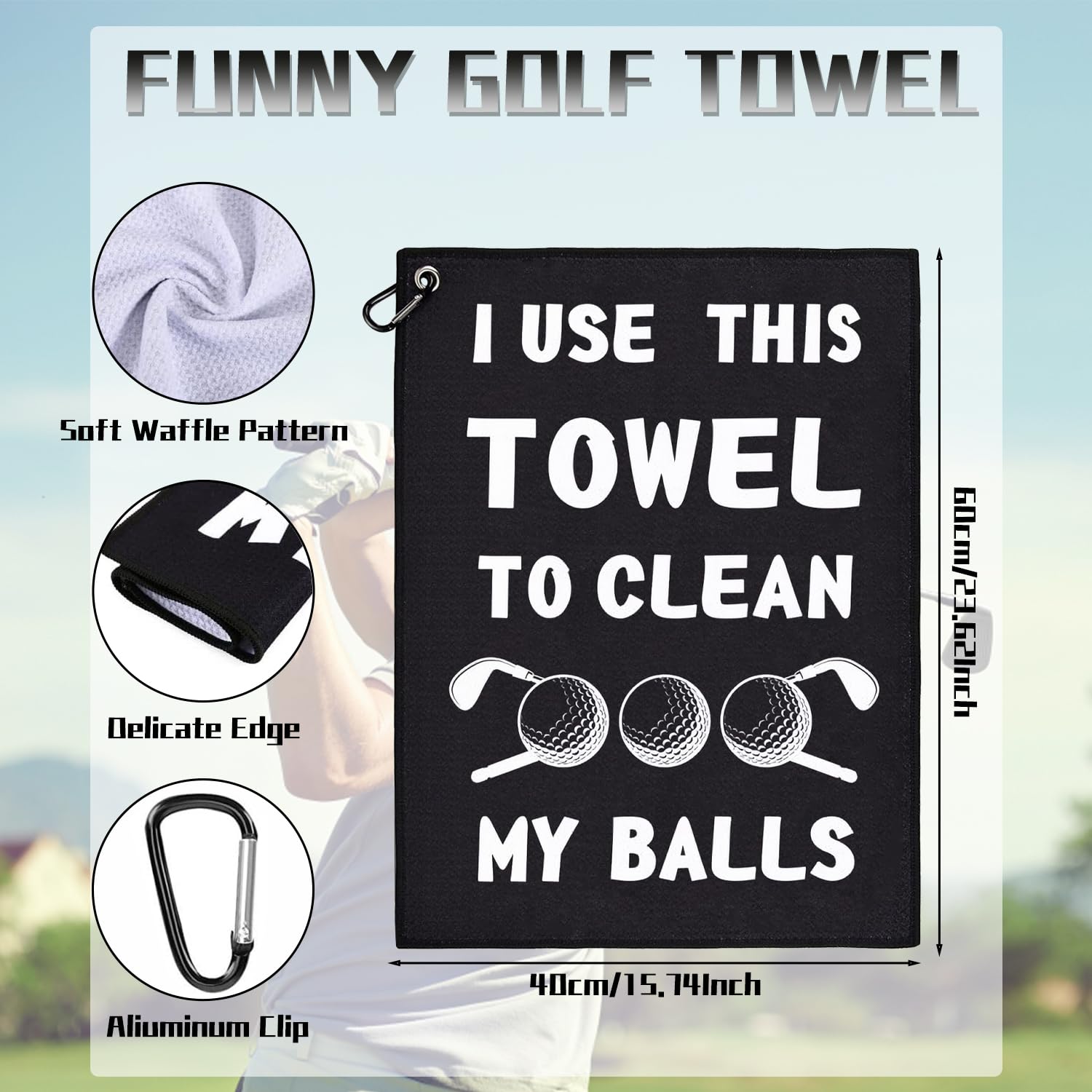 ZSTNPP Golf Towel, Golf Gifts for Men Husband Boyfriend Dad Him, Golf Ball Towels With Clip, Golf Accessories Gifts