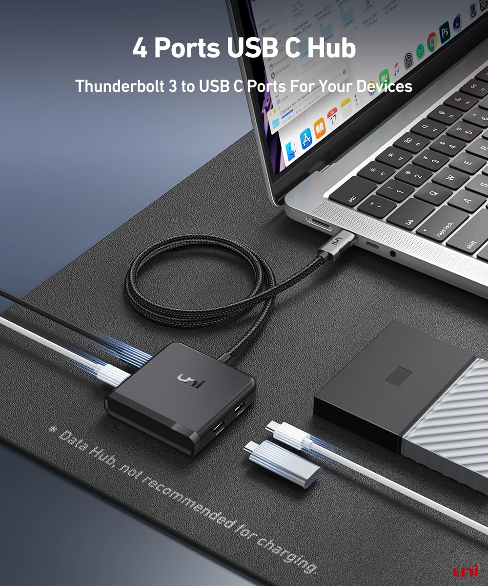 uni USB C Hub 10Gbps with 60cm nylon cable, USB C to USB C adapter,4 USB C 3.1 Gen2, Multiport Data Hub for iPhone 15 Pro Max, MacBook Pro/Air,iMac,iPad Pro,Dell,HP,Chromebook,Galaxy S23 etc.