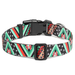 Mercano Adjustable Dog Collar - Special Design Patterns, Soft Nylon Comfortable Durable Pet Collar for Small Medium Large Dogs (L, Ethnic Green)