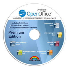 OpenOffice Premium Edition for Windows 11-10-8-7-Vista-XP   PC Software and 1.000 New Fonts and Free Email Support   Alternative to Office   Compatible with Word, Excel and PowerPoint