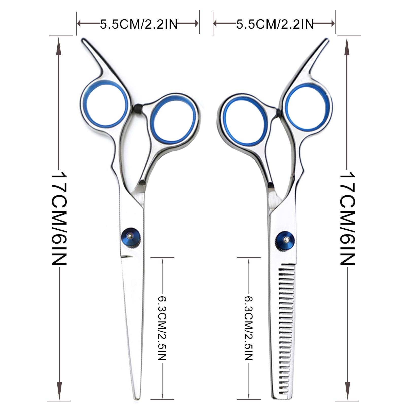 Hairdressing Scissors, Jiasoval Professional 6 Inch Haircut Scissor & Thinning Scissors Set, Hair Cutting Kit, Haircut Beard Trimming Shaping Grooming for Men Women Children Pets Home Salon Barber