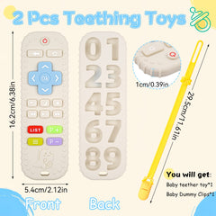 Teething Toys for Baby, 2 Pack Silicone Teethers for Babies Remote Control, BPA Free Teething Toy for Babies 3-12 Months (White)