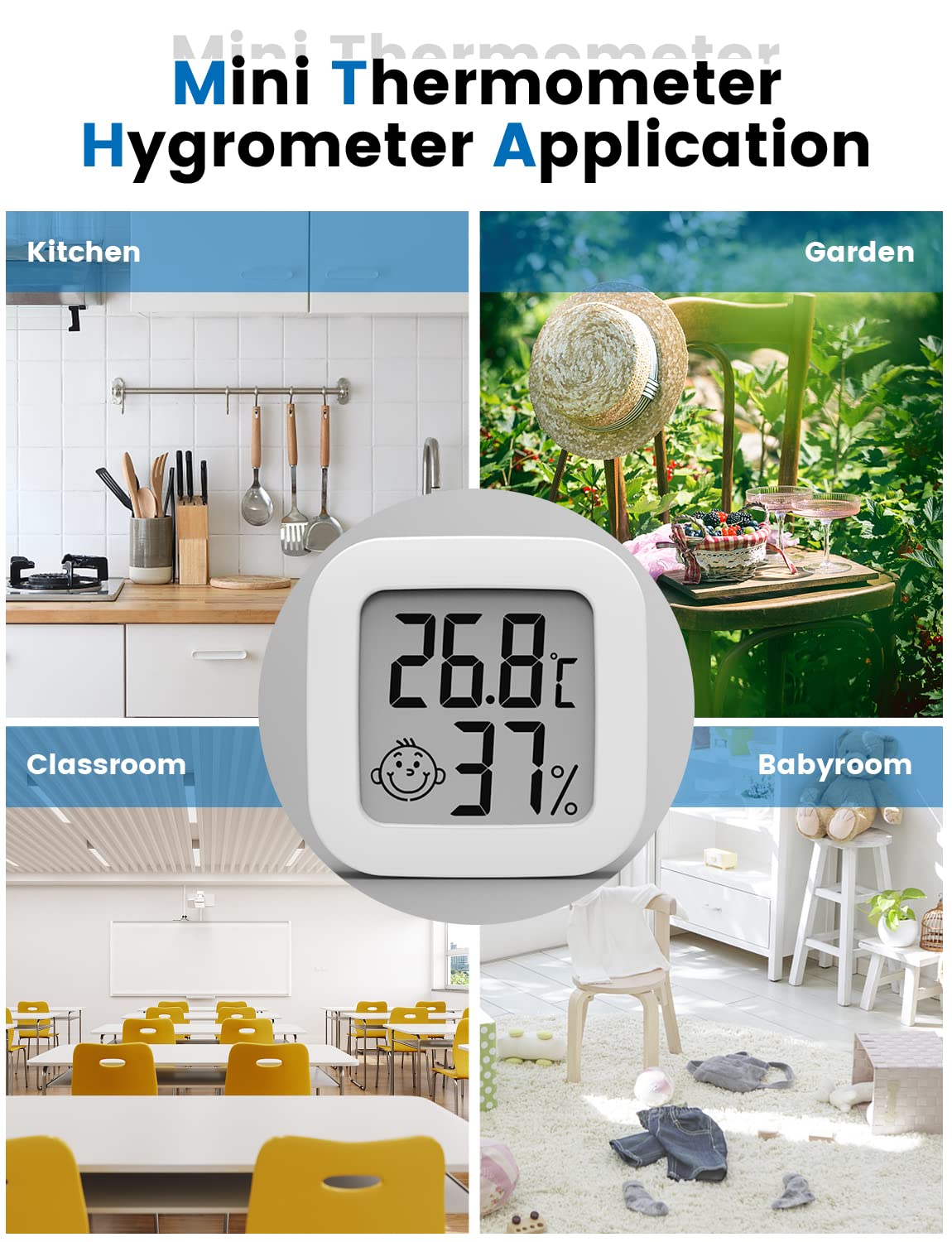 Mini Digital Indoor Thermometer Hygrometer High Accuracy Temperature Monitor Humidity Meter Thermo Hygrometer Comfort Level Indicator