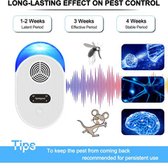 Ultrasonic Pest Repeller, Powerful Mouse Repellent plug in Pest Control - Ideal for Mice, Rats, Mosquitoes, Cockroach, Moths, Ants