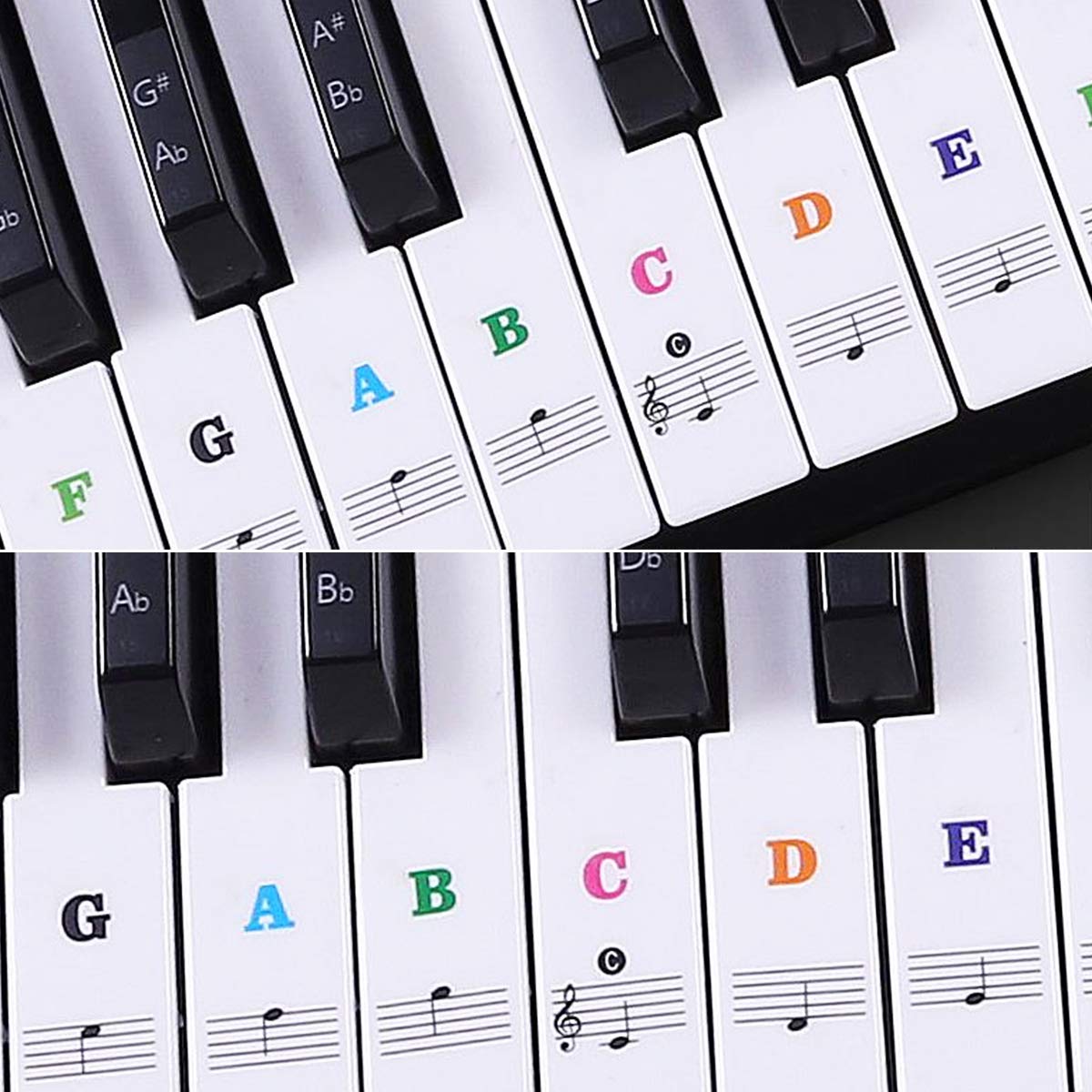 Dokpav Piano Key Stickers for 37/49/54/61/88 keys, Music Piano Keyboard Stickers, Electronic Keyboards Sticker, Piano Key Note Sticker,Transparent Removable Stickers for Kids Beginner Child