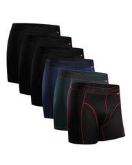 DANISH ENDURANCE 6 Pack Sports Boxer Briefs, Dry Fit, Pouch Support for Men, Multicolor (3x Black, 1x Blue, Black/Red, Green), 3XL