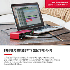 Focusrite Scarlett Solo 3rd Gen USB Audio Interface, The Guitarist, Vocalist, Podcaster Or Producer, Studio Quality Sound, Red