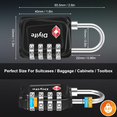 TSA Luggage Locks, [Updated Version] [2 Packs] Diyife 4-Digit Security Padlock, Resettable Zinc Alloy Combination Padlocks, Small Code Lock for Travel Suitcases Luggage Bag Case (Black)