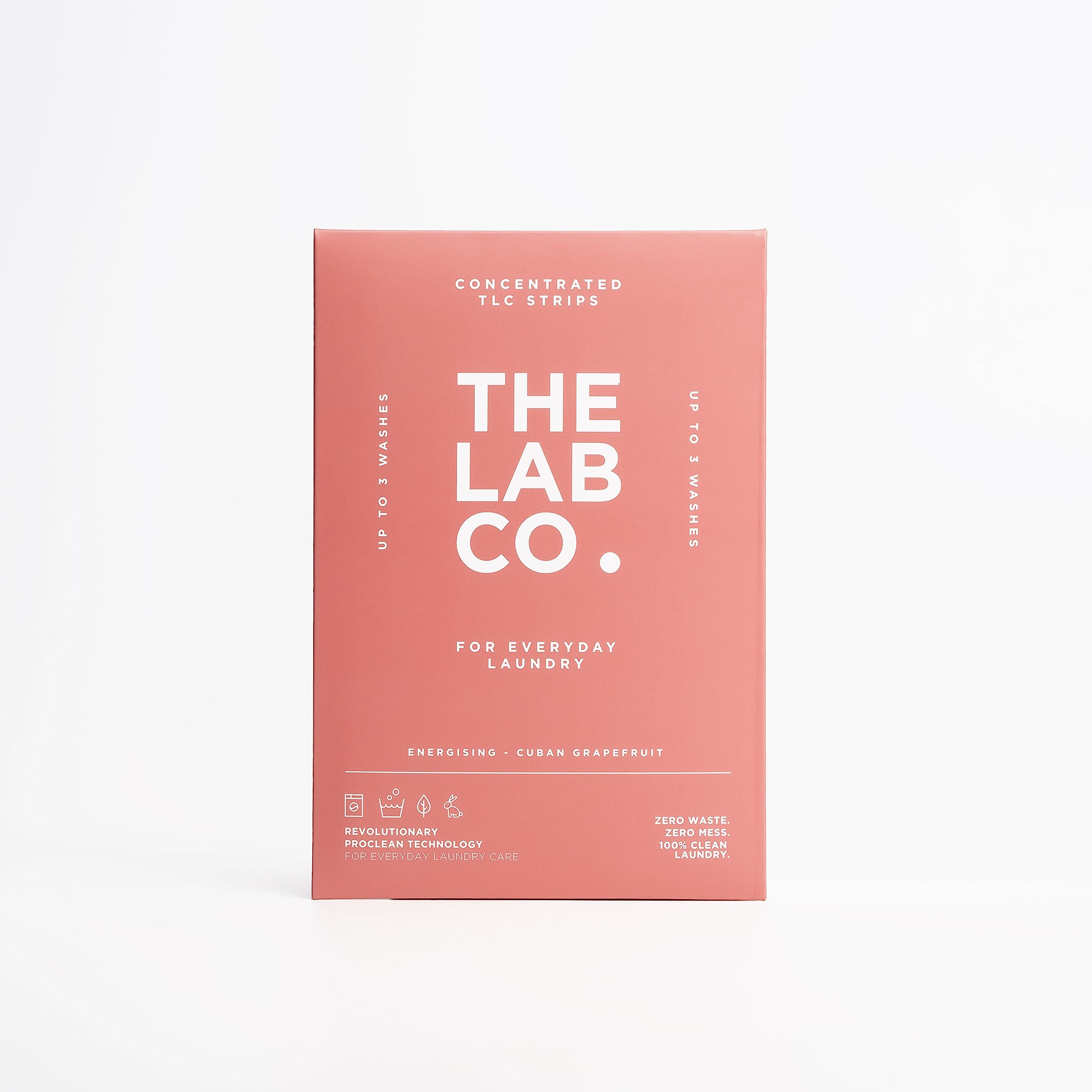 The Lab Co. Non-Bio Laundry Detergent Strips Sample Pack. Perfect for washing on holiday. Pack of 3 Strips. Travel Pack 3 Loads (Energising - Cuban Grapefruit)