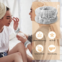 Face Wash Wristbands Spa Washing Face Sweatbands Makeup Elastic Wrist Wash Band Absorbent Towel Wristband Wristbands for Washing Face skincare Women Girls Keep Liquid from Spilling Down Arms (Gray)