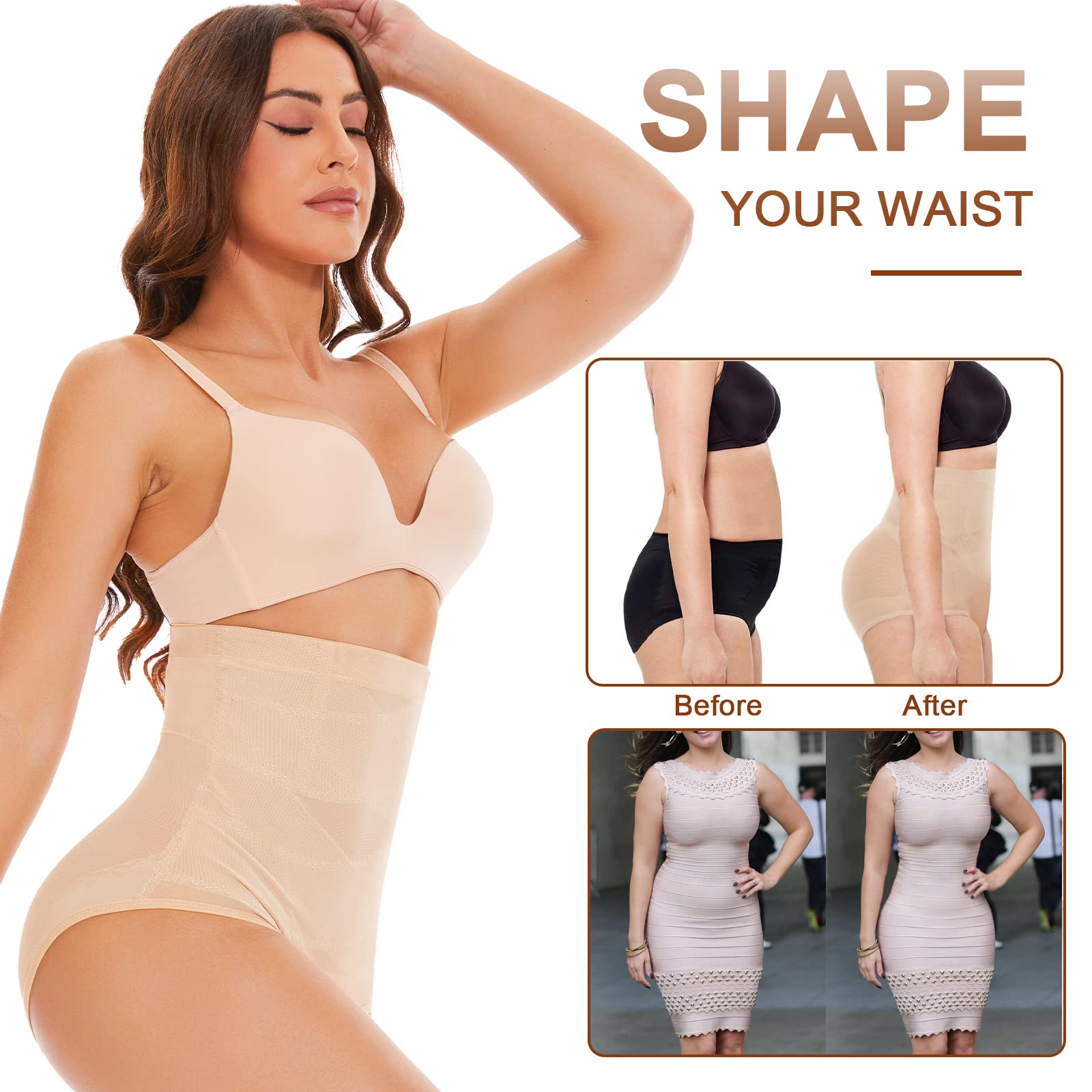 SIMIYA High Waisted Tummy Control Knickers, High Waist Shapewear for Women Tummy Control, Comfortable Body Shaper Panty