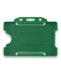 CKB LTD 10x Green Single Sided Rigid Slide in Open Faced ID Card Badge Holders Horizontal/Landscape Identity Plastic Pass Protector - Holds a 86mm 54mm cr80 Credit Card Sized