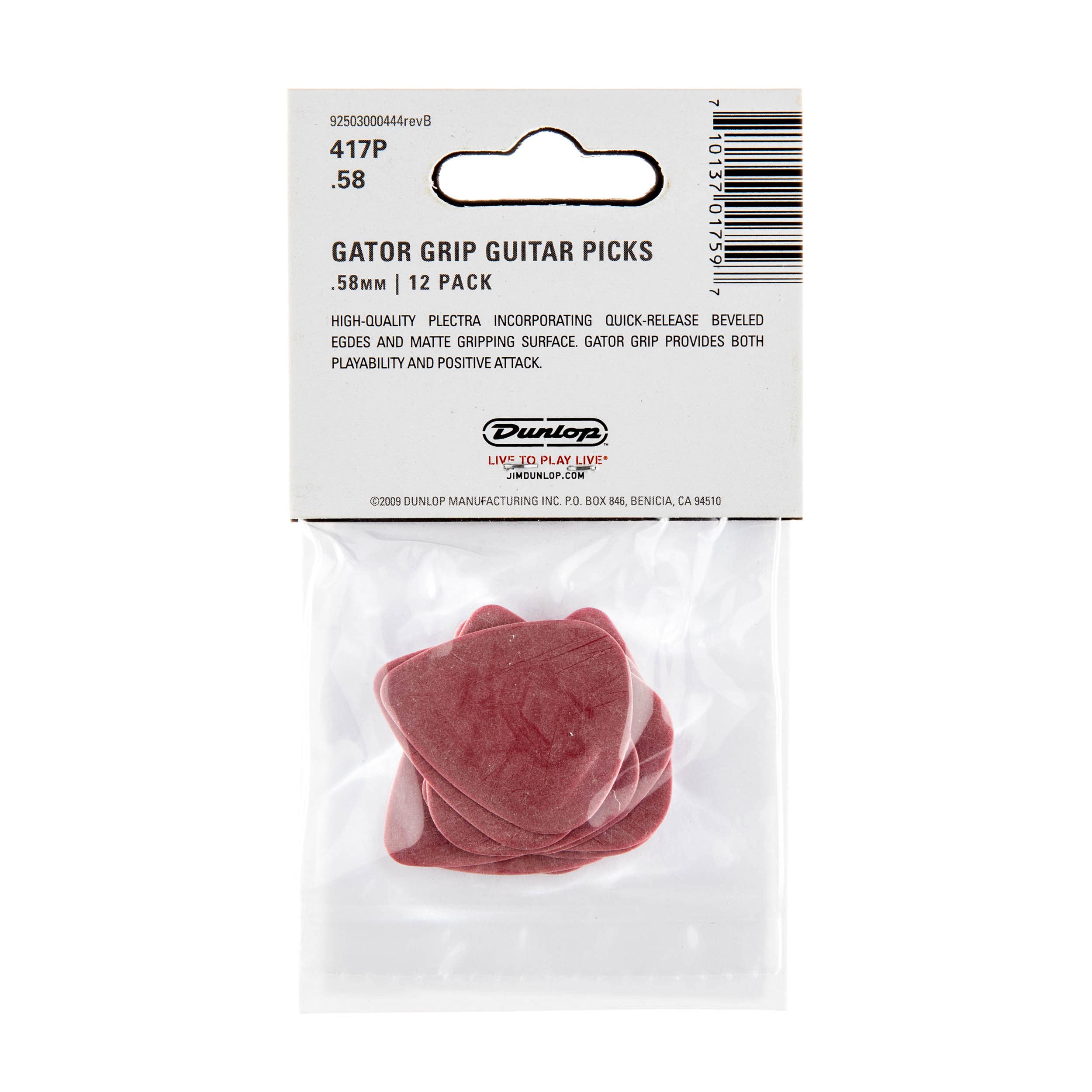 Jim Dunlop 417P.58 Gator Standard Guitar Pick Player Pack (Pack of 12), Red