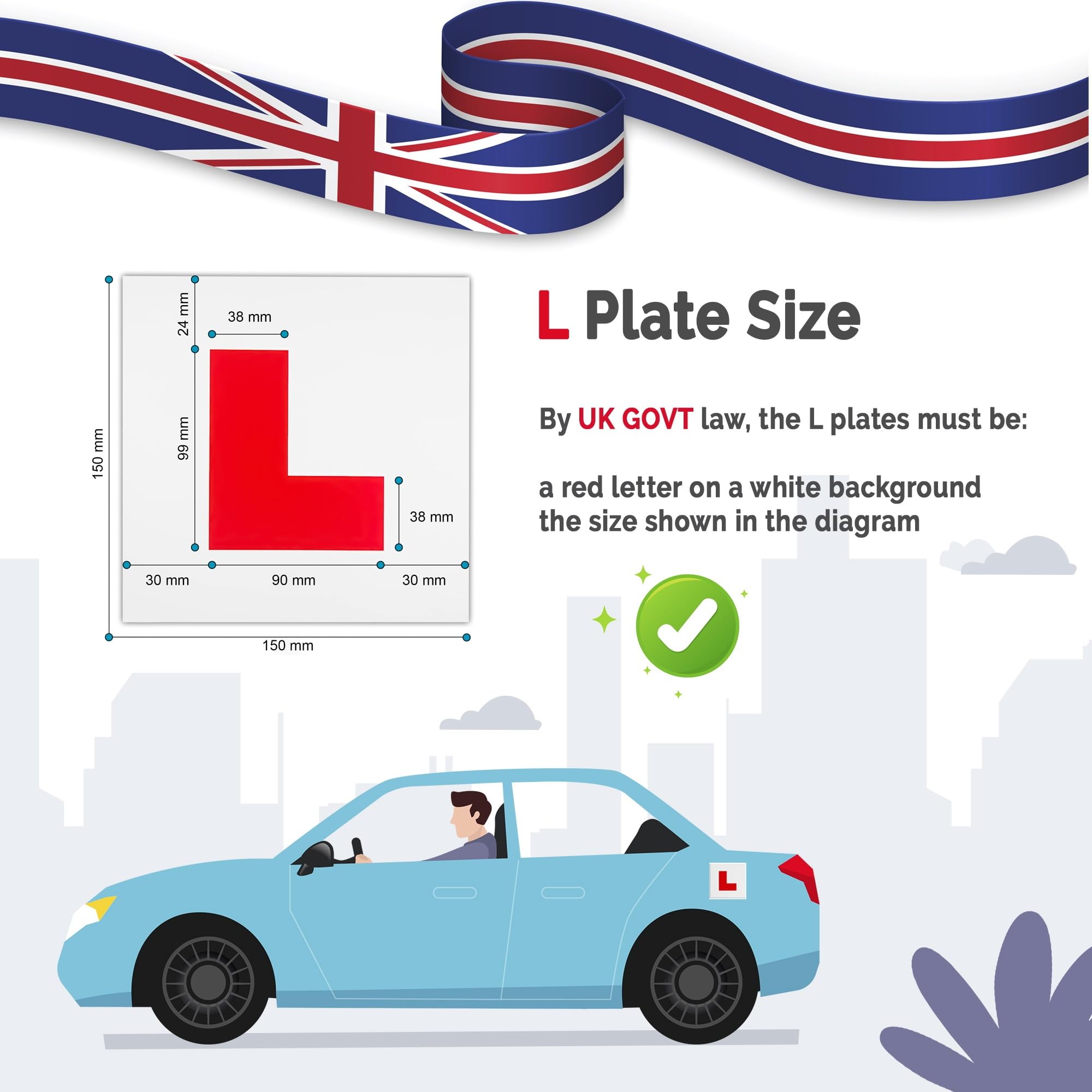 K-MART Extra Stong 2 Pack L Plates Magnetic For Car, Extra Thick Learner Plates Magnetic, No Melting No Blow Off Easy To Move Without Scratching Painting Off