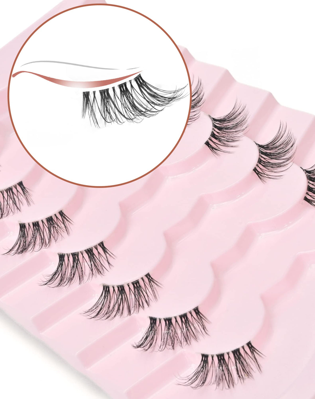 Onlyall Natural Lashes Half Lashes Natural Look False Eyelashes Wispy Lashes Natural Half Eyelashes Clear Band Lashes Pack 3D Faux Mink Lashes 7 Pairs C03…