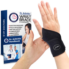 Doctor Developed Wrist Supports - Relief for carpal tunnel, wrist injuries, arthritis, hand support, wrist braces, wrist strap, wrist supports and Doctor Handbook (Single)