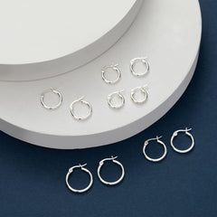 5Pairs Sterling Silver Hoop Earrings-Silver Hoops Earrings for Women Sleeper Small Hoop Earrings Tiny Mini Hoop Earrings for Girls Women 8/10/12/14/16mm PABBEU