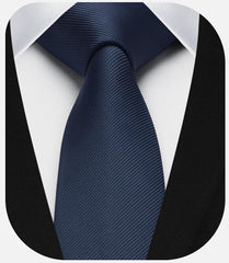 HISDERN Mens Slim Tie Navy Skinny Ties for men 6cm Solid Color Classic Wedding Necktie