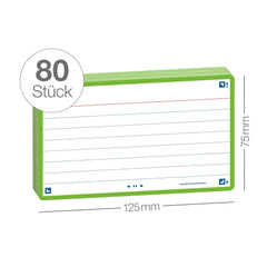 Flash Cards by Oxford, Ruled with Green Frame, Pack of 80 Cards, 7.5x12.5cm Size, 400133884