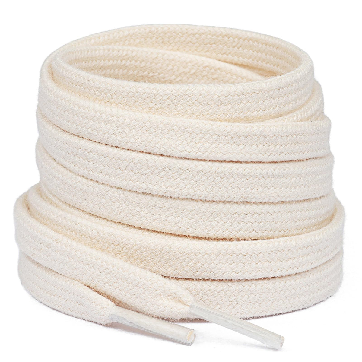 Stepace 2 Pairs 100% Cotton Flat Shoe Laces 5/16 inches Wide Shoelaces for Sneaker Running Athletic Shoes Beige 100