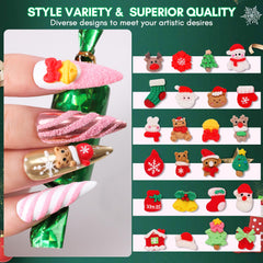 Makartt Christmas Nail Rhinestones, 3D Christmas Nail Charms Gems, New Year False Nail Manicure Gems, Xmas Nail Jewelry Stones Rhinestones for DIY Nail Decoration