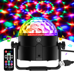 Gobikey Disco Lights, 360°Rotation Sound Activated 【Portable 】Disco Ball Lights with 4M/13ft USB Power Cable, 3W RGB Party Lights with Remote Control for Kids Birthday/Family Gathering/Party/Home