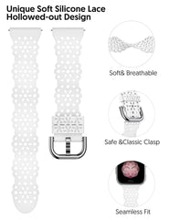 TOYOUTHS Lace Silicone Strap Compatible with Fitbit Versa/Fitbit Versa 2, Women Slim Cute Hollow-Out Sport Strap Replacement for Versa Lite/Versa SE, Breathable Waterproof Soft Strap, White