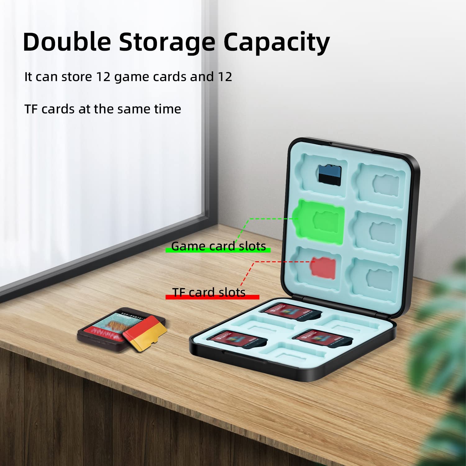 Mcbazel Switch Game Card Case, Game Card Holder Game Storage Box with 12 Switch Game and Micro SD Storage for N-Switch/Switch OLED/Switch Lite - Black