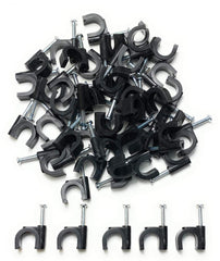 TR Cable® Pack of 50 Round Black Cable Clips with Strong Nails - Durable & Versatile - Ideal for Indoor/Outdoor Cable Management, 10mm