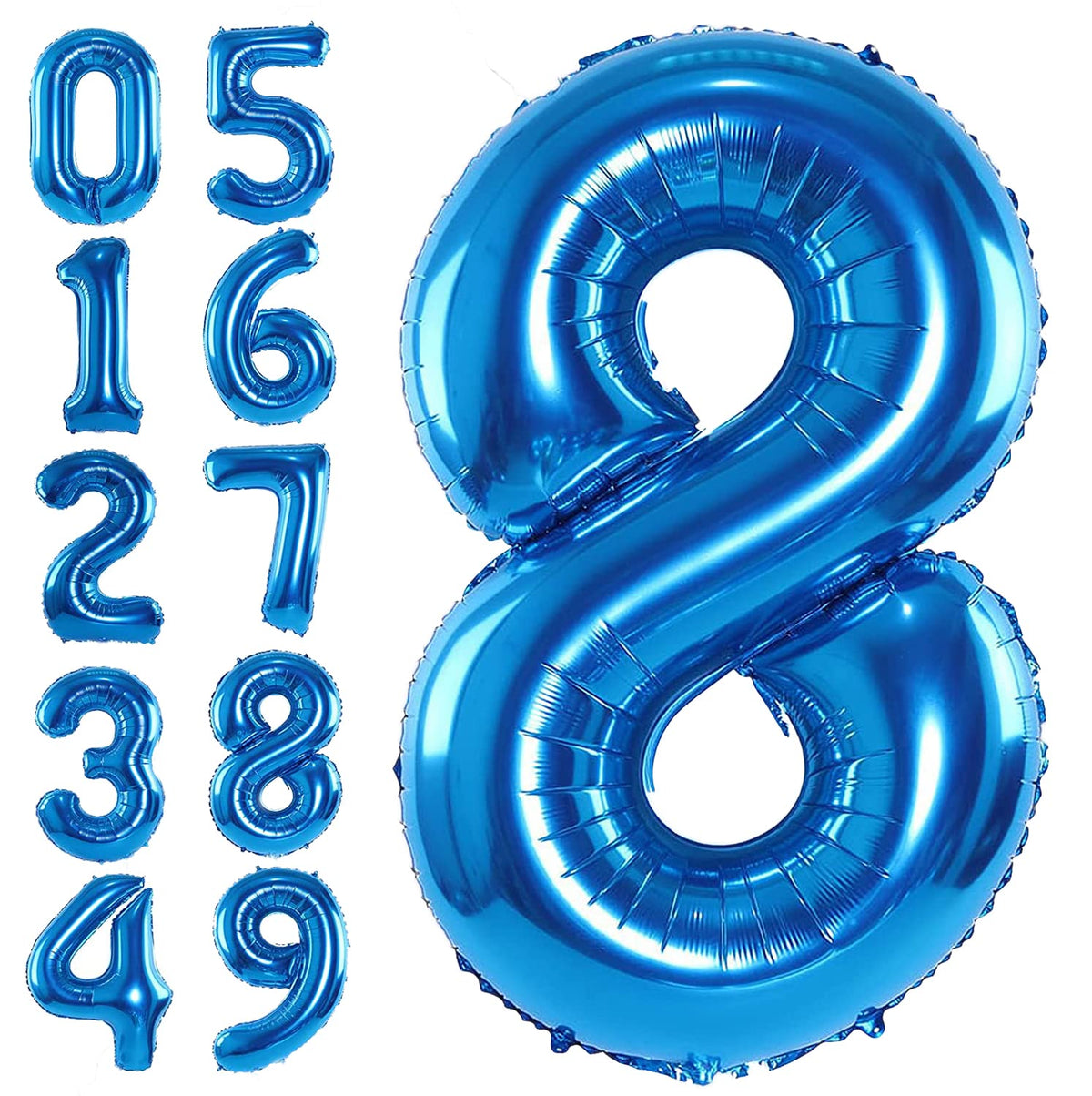 Tomario 40 Inch Large Number Balloon, Giant Foil Number Balloons for Birthday Party Decoration, Anniversaries (Blue, Number 8)