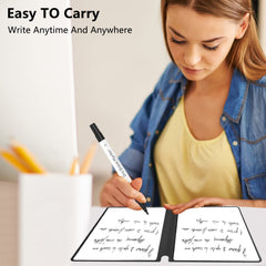 Marte Vanci Whiteboard Notebook Reusable Dry Erase Whiteboard with Pen and Wiping Cloth A5 Portable Dry Erase Pad with PU Cover White Board for Notes Lists Memo Message Presentation(Blue)