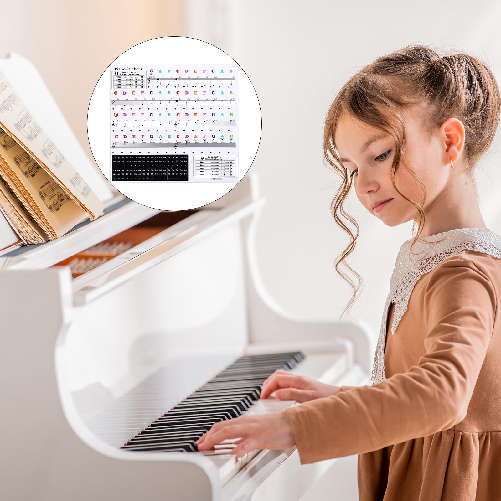 2 Sets Piano Keyboard Stickers for 88/61/54/49/37 Key Piano Transparent Electronic Keyboard Note Labels Piano Key Note Stickers Removable Keyboard Letters Stickers for Beginner