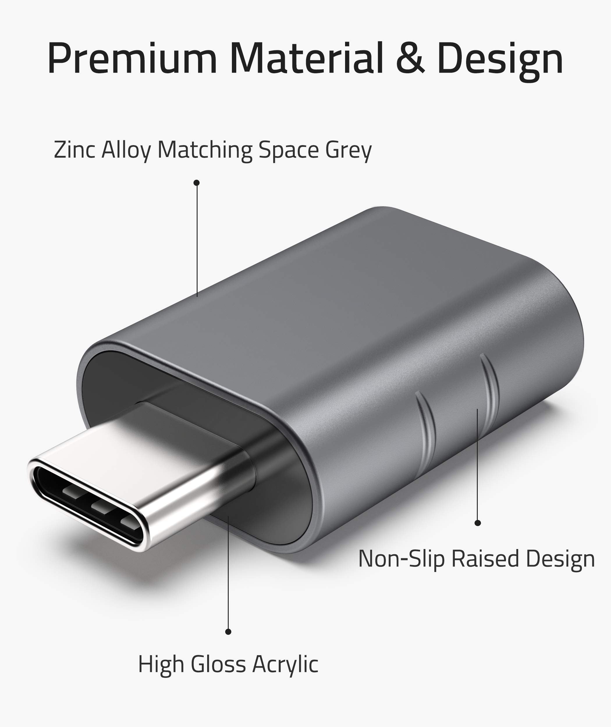 Syntech USB C to USB Adapter(2 Pack), USB-C Male to USB 3.0 Female Adapter Compatible with MacBook Pro after 2016, MacBook Air after 2018, Dell XPS and More Type C or Thunderbolt 3 Devices, Space Grey