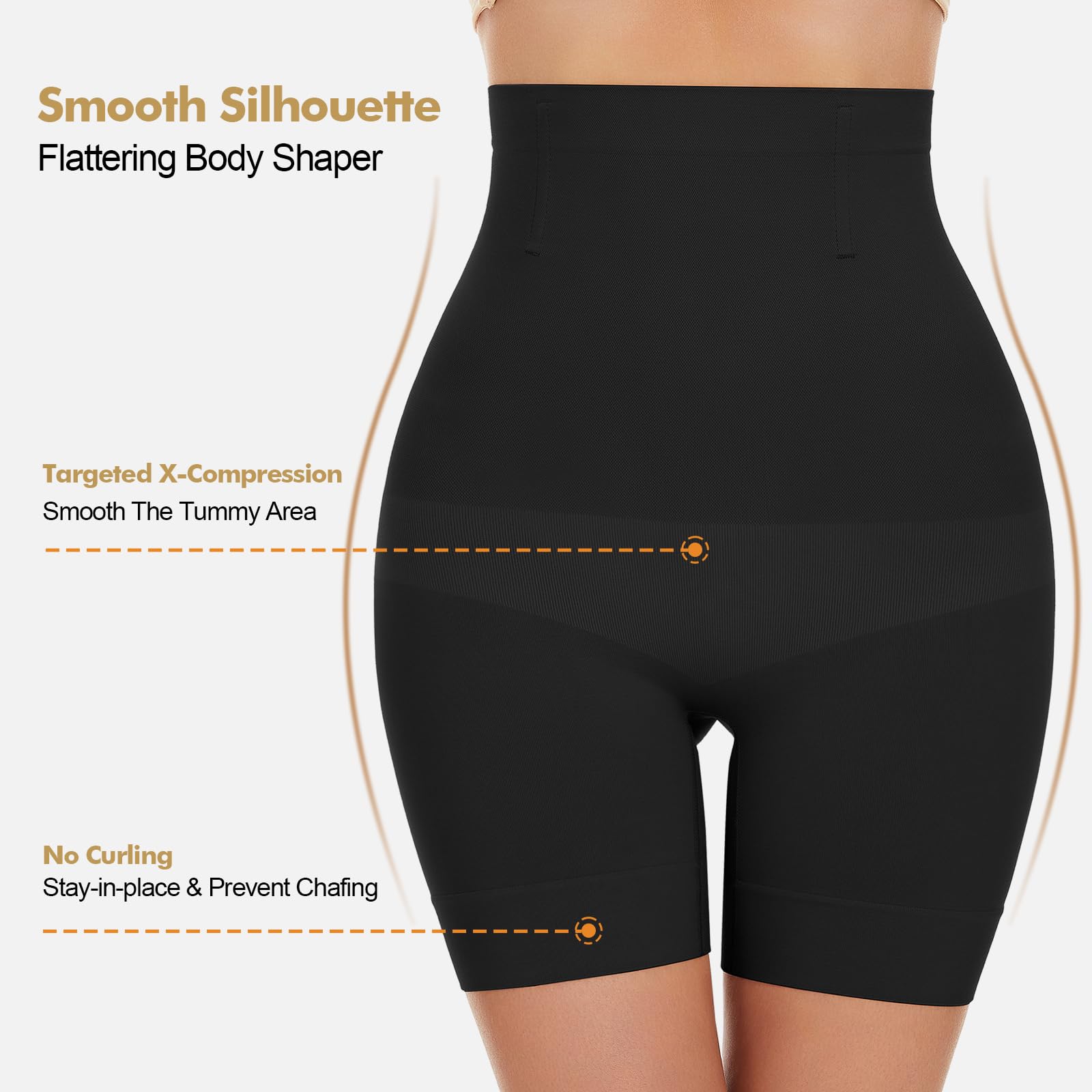 SIMIYA High Waisted Tummy Control Body Shaper, Comfy Tummy Control Knickers, Shapewear for Women Control Underwear, Seamless Shaping Boyshorts Panties, Black XL