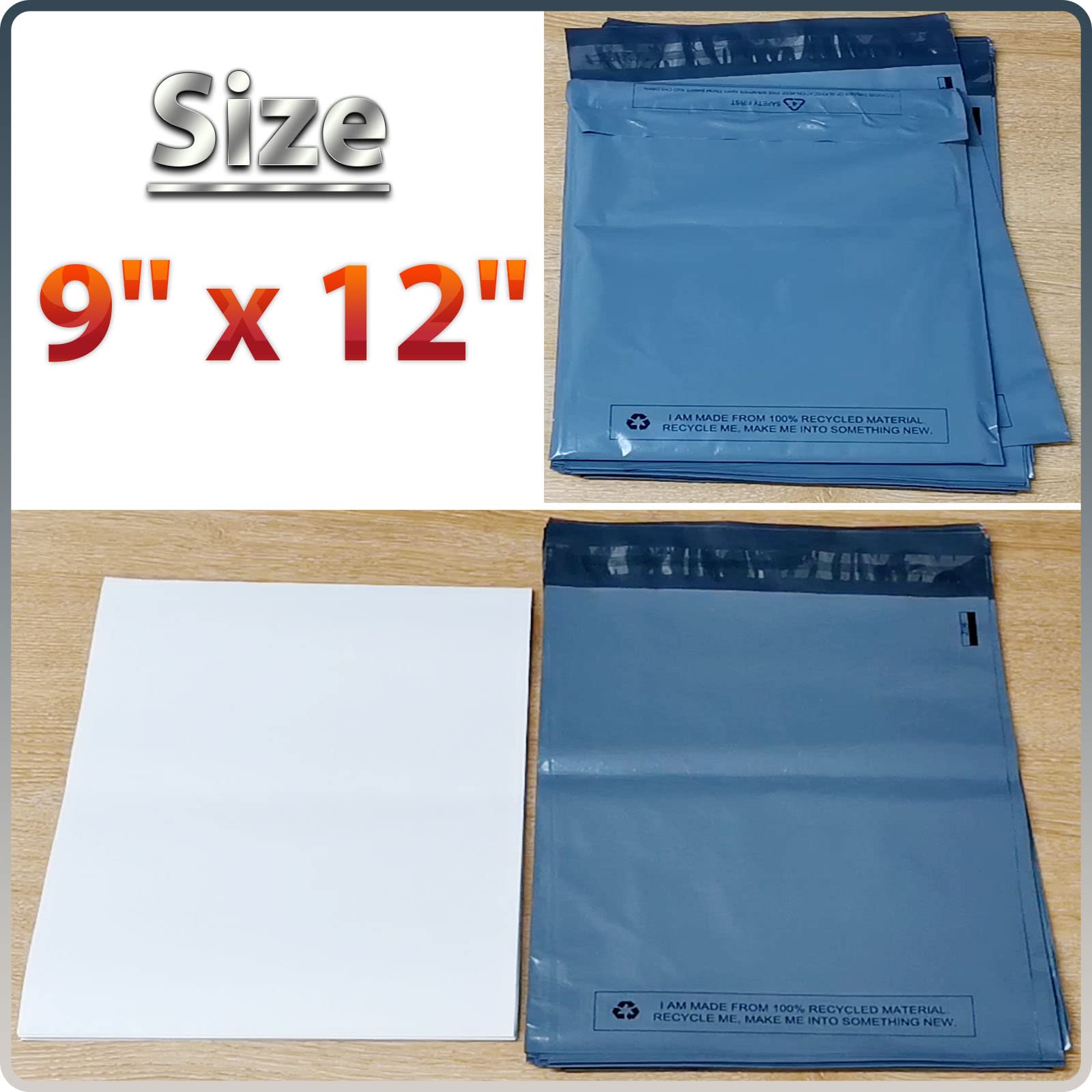 Mixed 100x Grey Mailing Bags - Assorted Postage Polythene Self Seal Parcel Plastic Envelopes 100% Recyclable - Strong Postal Packing Packaging Shipping Bags