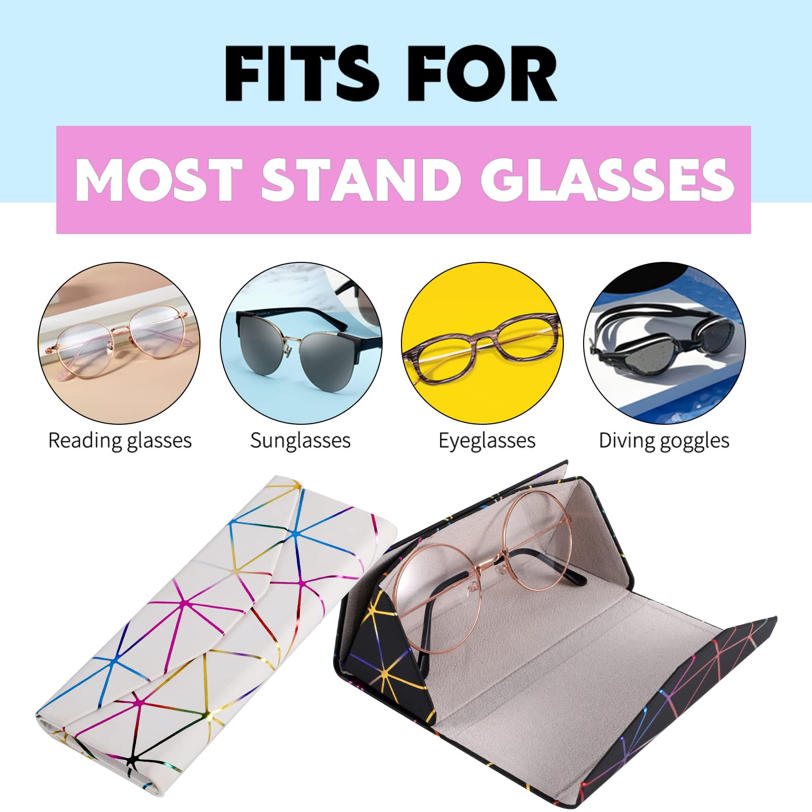 Thboxes 2 Pack Glasses Cases, Leather Eyeglasses Cases with Cleaning Cloth Anti-Scratch Sunglasses Pouch Spectacles Bag for Women Men Kids