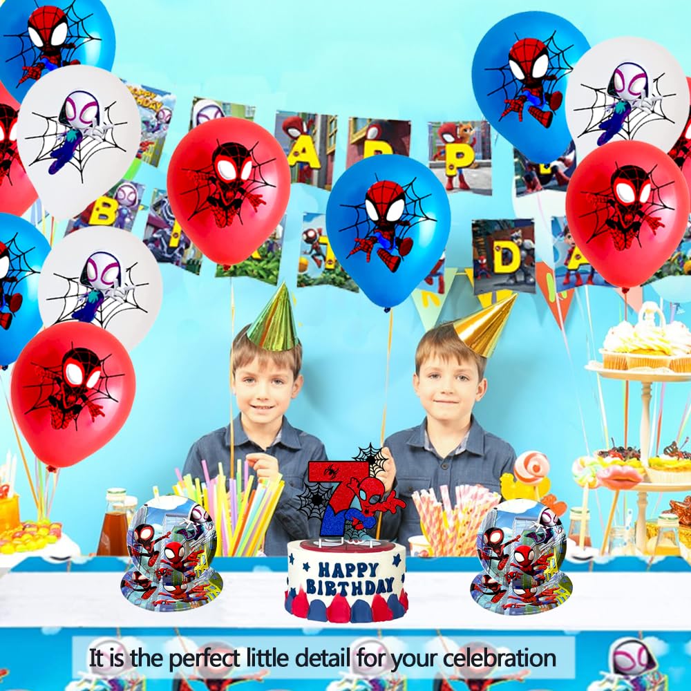 YOOYEH 1 PCS Spider Party Cake Toppers, Cartoon Movie Themed Happy Birthday Party Supplies Decorations for Boys Girls Decorations (1th) (1th) (7th)